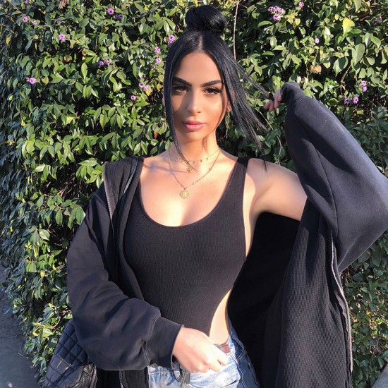 Spot-on wholesale of European and American cross-border summer Amazon hooded top as inner layer for loose backless base layer shirt with high waist one-piece dress for women