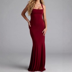 In Stock 2025 New Style Autumn Cross-border European Lettered Personalized Trendy Long-Sleeve Tight-Esthetic Sexy One-Piece Dress for Women Wholesale