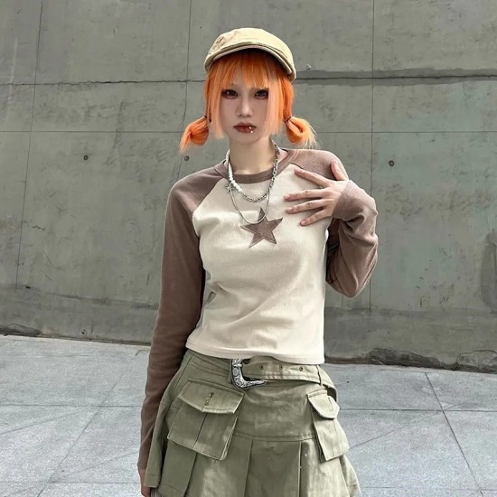 In-stock European and American autumn winter long-sleeved high-waist black female student sweet and cute waist cinched pleated A-line skirt dress