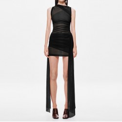 2025 New Cross-border European Summer Fashion Elegant Mesh Backless Tie Neck Sexy Lolita Women's Baggy Shoulder Bag Wholesale