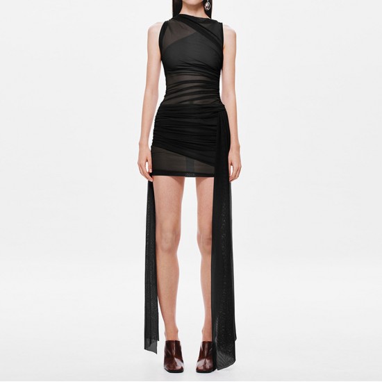 2025 New Cross-border European Summer Fashion Elegant Mesh Backless Tie Neck Sexy Lolita Women's Baggy Shoulder Bag Wholesale