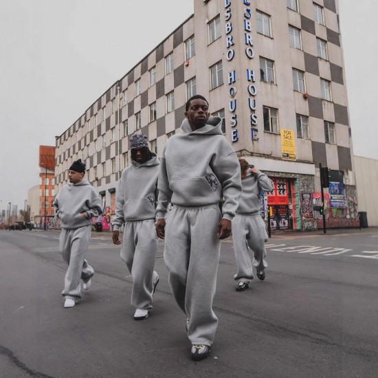 2025 European and American Cross-border Autumn/Winter Casual Hooded Sweatshirt Retro Street Trendy Hooded Sweatpants Set Wholesale