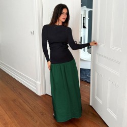 European and American cross-border knitted shiny silk neckline piled collar women's spring summer sexy sleeveless back bag full-buttock halter dress wholesale