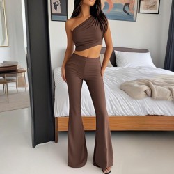 Spot-on wholesale of 2025 European and American cross-border trendy pure-color plain-style open-back dress with strapless side-shoulder open-back elegant dress for women