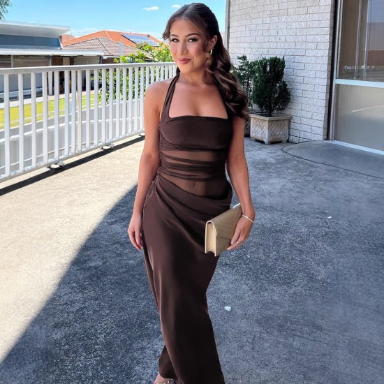 Spot-on wholesale of 2025 new style European and American cross-border trendy open-back strapless long dress with pleated fitted dress for women