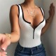 European and American Amazon cross-border foreign trade women's summer border-stitched color-saturated sexy zipper top knitted one-piece dress wholesale