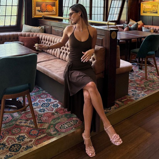 In Stock Cross-border European/American 2025 Summer High-end Elegant Formal Dress with Single Lapel, Fitted and Open Sleeve Sequin Overlapping Dress