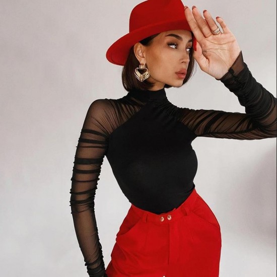 Wholesale of cross-border women's clothing for 2025, featuring a fashionable and sexy dress with a detachable neck strap, long sleeves, and a deep V neckline.