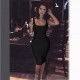 2025 Cross-border Foreign Summer Women's Sexy Fashion Open-Back Striped Solid Color Tight Sleeve Evening Dress for Wholesale