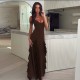 European and American foreign trade 2025 elegant sexy strapless V-neck open-knit side-shoulder non-regular dress for women wholesale