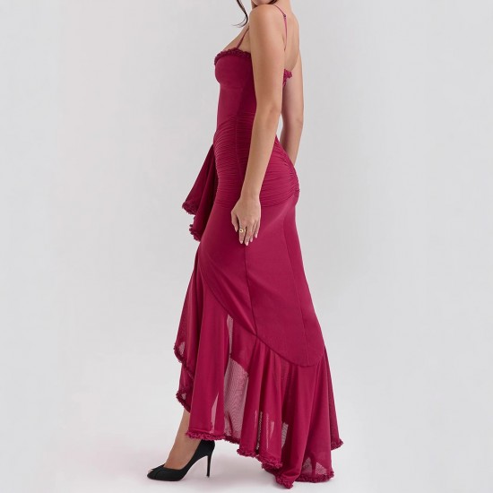 Cross-border Women's Clothing Fashion Spring-Autumn Sexy Pure Color Single Shoulder Multi-Style T-shirt with Frill Top for Wholesale