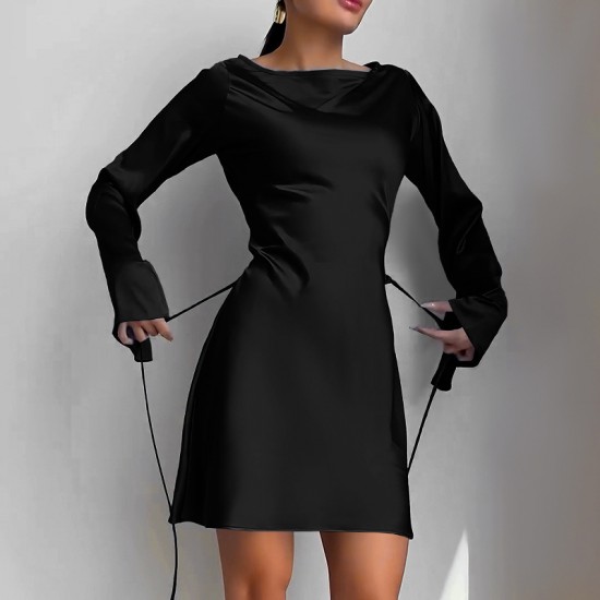 In Stock 2025 New European Cross-border Casual Trendy Autumn Fashion Sexy Long-Sleeve Dress for Women Wholesale