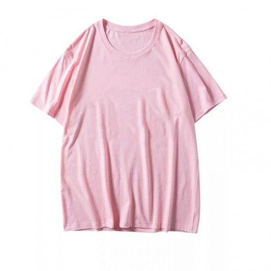 Spot-on wholesale of European and American cross-border fashionable plain-colored short-sleeved loose-fit versatile T-shirts for women (suitable for DIY)