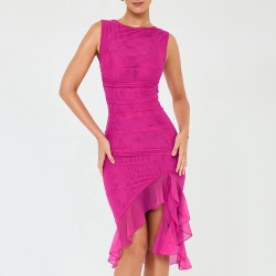 Spot-on wholesale of thin silk summer women's clothing with leopard print, featuring a plunging neckline, asymmetrical cut, and suspender straps.