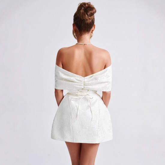 2025 Wholesale Sexy Unilateral Shoulder Open Back Long Dress with Asymmetrical Ruffles and Tight Bodycon for Women in Cross-border