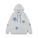 Spot-on wholesale of European and American American-style retro star patch hoodie for autumn, loose and casual couple's cardigan coat