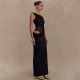 New product 2025 European cross-border sexy elegant solid collarless backless fitted one-shoulder long dress for women wholesale