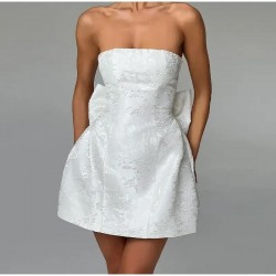 European and American style cross-border women's 2024 summer shoulder-sleeve single-shoulder elegant figure-hugging pleated sheer dress wholesale