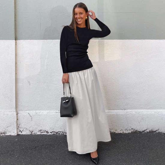 European and American cross-border knitted shiny silk neckline piled collar women's spring summer sexy sleeveless back bag full-buttock halter dress wholesale