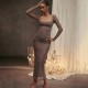 2025 Cross-border Foreign New Seasonal Fashion Sexy V-Neck Transparent Open-Back Bridal Dress with Shaping and Slit for Wholesale