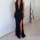 Cross-border Fashion Sexy 2025 Women's Clothing Cross-border New Summer Evening Backless Pure Color Striped Slim Fit Long Dress for Wholesale