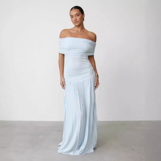 European and American style 2023 summer new pure color backless figure-hugging sexy one-piece dress, trendy basic style, women's spot-on