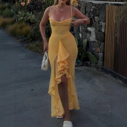 Cross-border Women's Clothing Fashion Spring-Autumn Sexy Pure Color Single Shoulder Multi-Style T-shirt with Frill Top for Wholesale