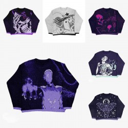 Factory direct Amazon foreign trade autumn winter style jacquard wind men's and women's casual street head-to-toe knitted sweater for warmth