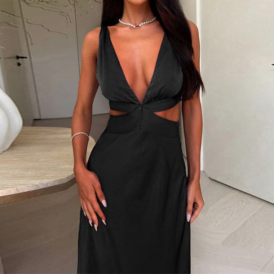 European and American style cross-border Amazon, elegant summer women's clothing, pure color figure-hugging, sleeveless backless, tight-fitting sports yoga one-piece pants wholesale