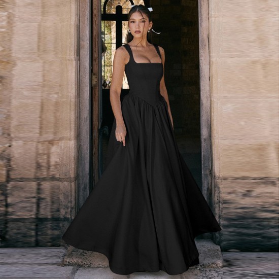 Cross-border Foreign 2025 New Women's Fashion Sexy V-Neck Transparent Open-Back Bridal Dress with Stripes and Flowing Edges for Wholesale