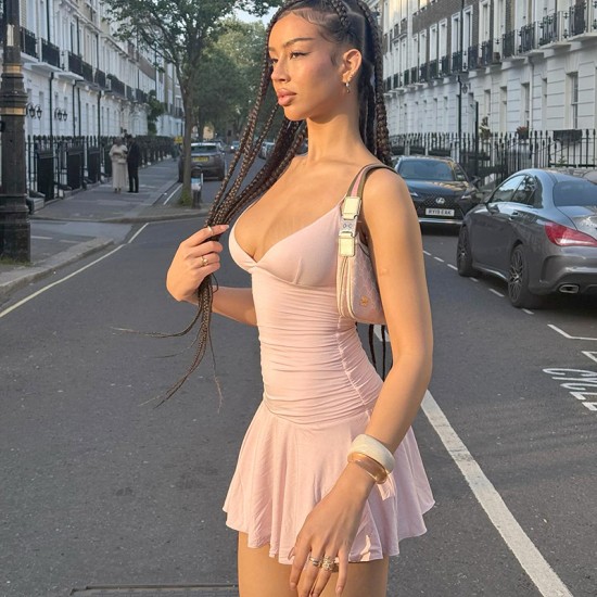 2025 new product European and American foreign trade spring-summer fashionable elegant single collar solid color long-sleeved ruffled fitted T-shirt wholesale