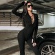 2023 spring-autumn new style open-cross-belt design niche long-sleeved base layer pure-color one-piece pants wholesale