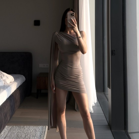 2025 Cross-border Foreign New Seasonal Fashion Sexy Open-Back Transparent Solid Color Tight Sleeve Casual Evening Dress for Wholesale