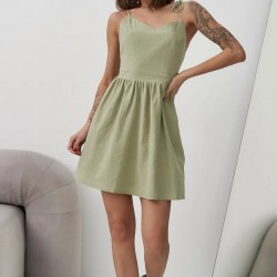 2025 Cross-border New Style V-Neck Women European Cross-border Elegant Braided Backless Sheer Dress for Women Wholesale