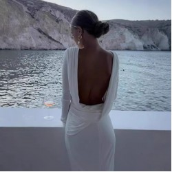 European and American 2025 summer new style fashionable foreign trade women's elegant bare-chest open-back pleated short dress wholesale