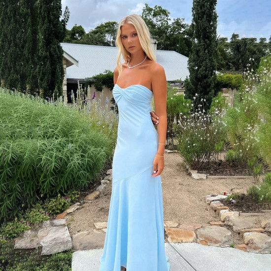 2025 European summer cross-border new style sexy push-up fitted backless solid color elegant long dress for wholesale by women