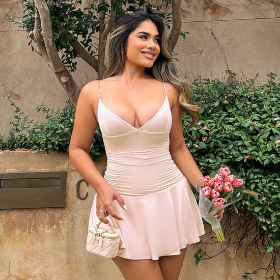 2025 new product European and American foreign trade spring-summer fashionable elegant single collar solid color long-sleeved ruffled fitted T-shirt wholesale