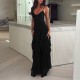 European and American foreign trade 2025 elegant sexy strapless V-neck open-knit side-shoulder non-regular dress for women wholesale