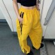 Fulfillment 2025 new European spring summer color block straight personality stripe patching wide-legged loose comfortable women's pants for wholesale
