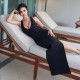 European and American cross-border 2025 summer high-end elegant sexy sleeveless shoulder-hugging pleated long dress for women wholesale