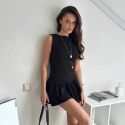 Current stock: Cross-border European and American summer 2025 sexy high-waisted elegant fitted strapless A-shaped satin dress for women wholesale