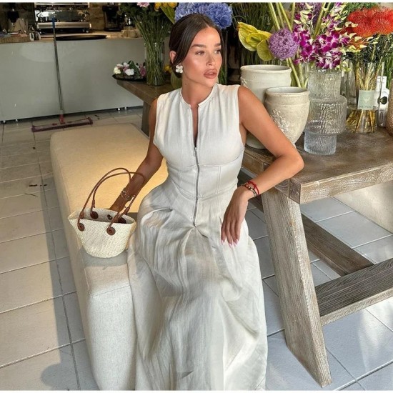 Cross-border Women's Clothing Fashion 2025 New Women's Clothing Stylish Silk Street Backless Slim Fit Elegant Style Long Dress for Wholesale