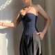 Spot-on wholesale of 2025 European and American foreign trade summer imitation denim style sleeveless fitted sexy strapless top for women