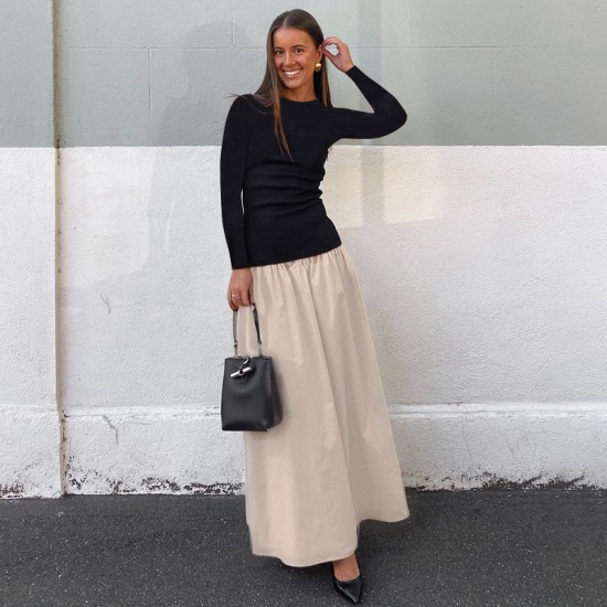 European and American cross-border knitted shiny silk neckline piled collar women's spring summer sexy sleeveless back bag full-buttock halter dress wholesale