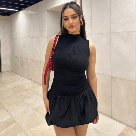 2025 Cross-border Foreign Spring/Summer New Solid Color Sleeveless Over-the-Shoulder Sexy Dress with Fashion Fit for Wholesale