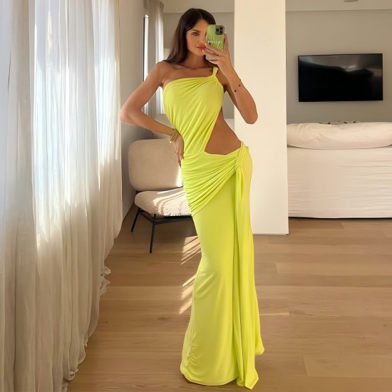 2025 cross-border new European and American style fashionable summer backless dress, elegant figure-hugging pure color long dress, stretch one-piece dress