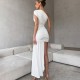 2025 European and American cross-border new season single collar sexy backless irregular patchwork tie-on dress for women wholesale