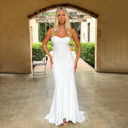 2025 European summer cross-border new style sexy push-up fitted backless solid color elegant long dress for wholesale by women