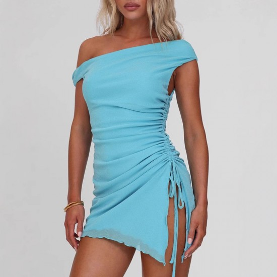 European and American 2025 summer new style fashionable foreign trade women's elegant bare-chest open-back pleated short dress wholesale