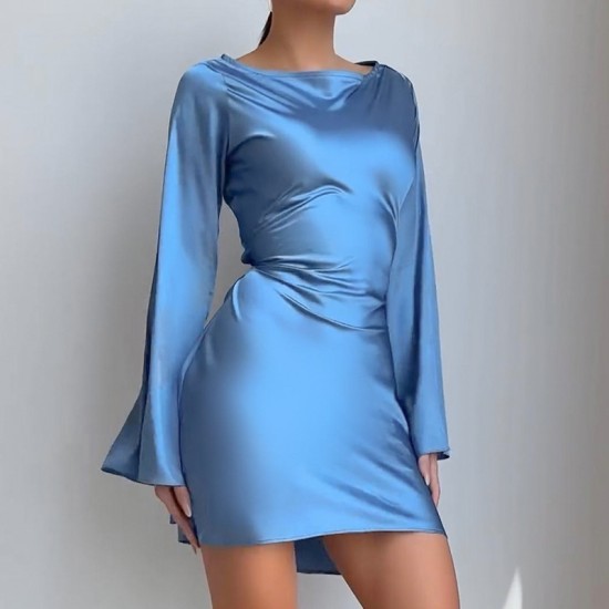 In Stock 2025 New European Cross-border Casual Trendy Autumn Fashion Sexy Long-Sleeve Dress for Women Wholesale